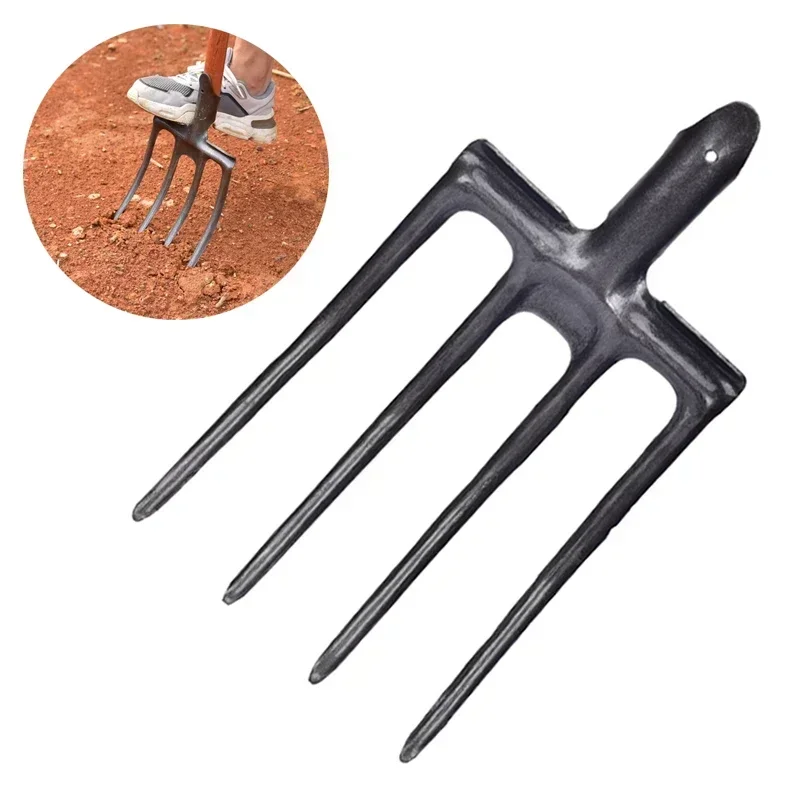 Spade Digging Fork - Agrícola escavação garfo 4-Tine aço carbono,